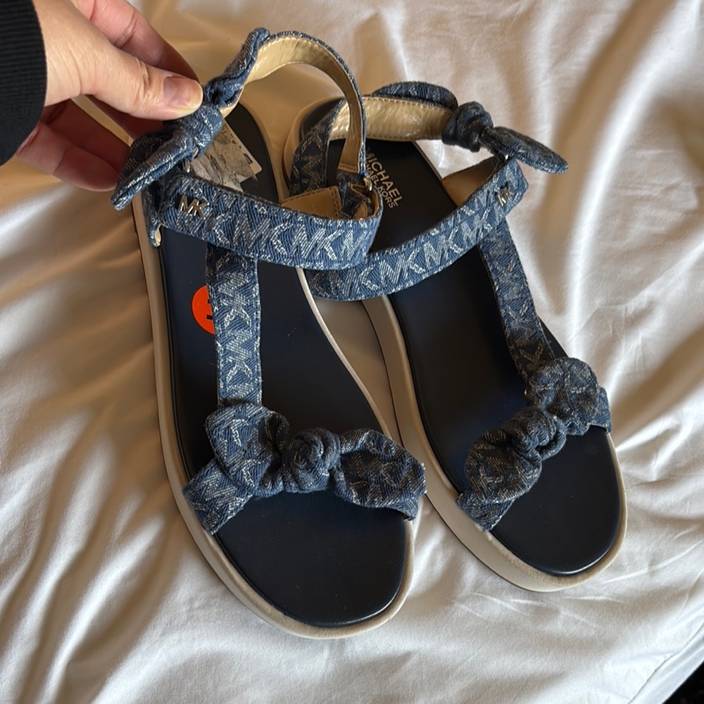 Michael Kors Blue Sandals with Bow Detail